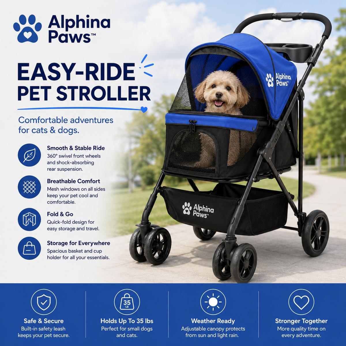 tailsandlove Easy-Ride Pet Stroller